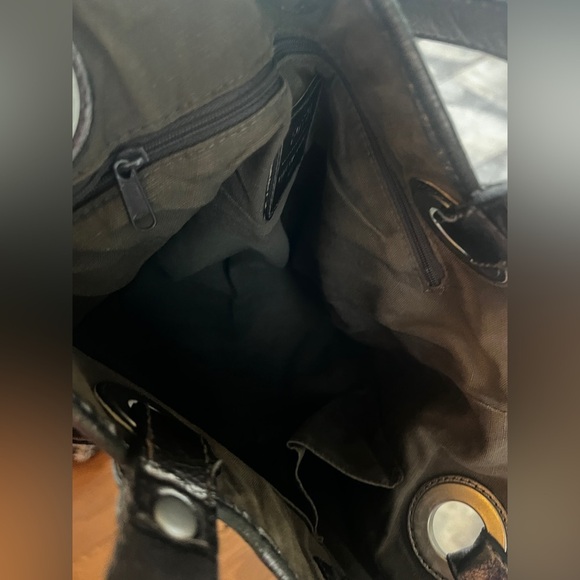 Fossil Vintage Y2K Floral Gray Silver Leather Tote Handbag - Picture 7 of 8